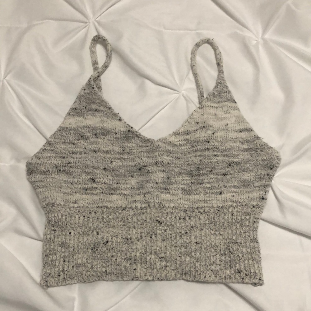 White and Black Speckled Knit Tank Top size M